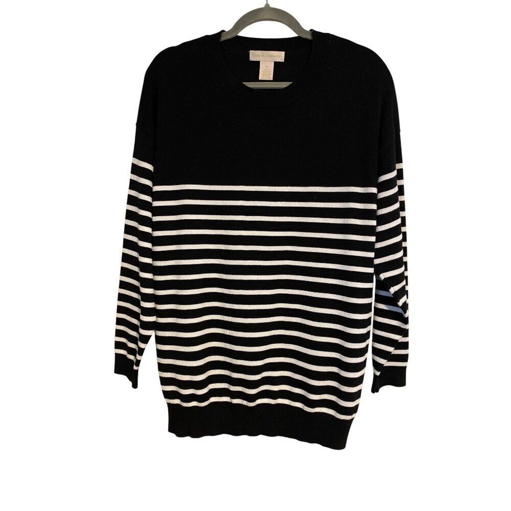 Emma’s Expressions Sweater Women’s XL Black & White Striped Boho City Preppy